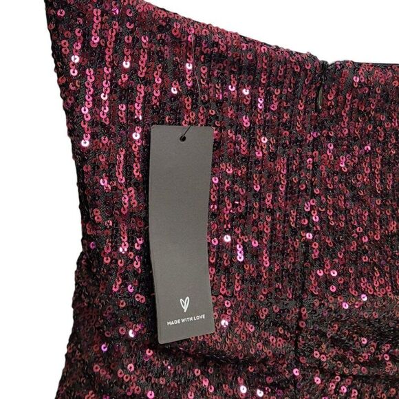 Lulus Dress Purple Sequin Strapless Sweetheart Asymmetrical Bodycon Formal Sz XS - Picture 9 of 13